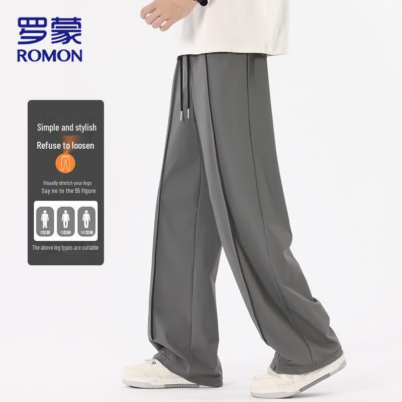 ROMON Men's Ice Silk Quick-Dry Straight-Leg Casual Pants
