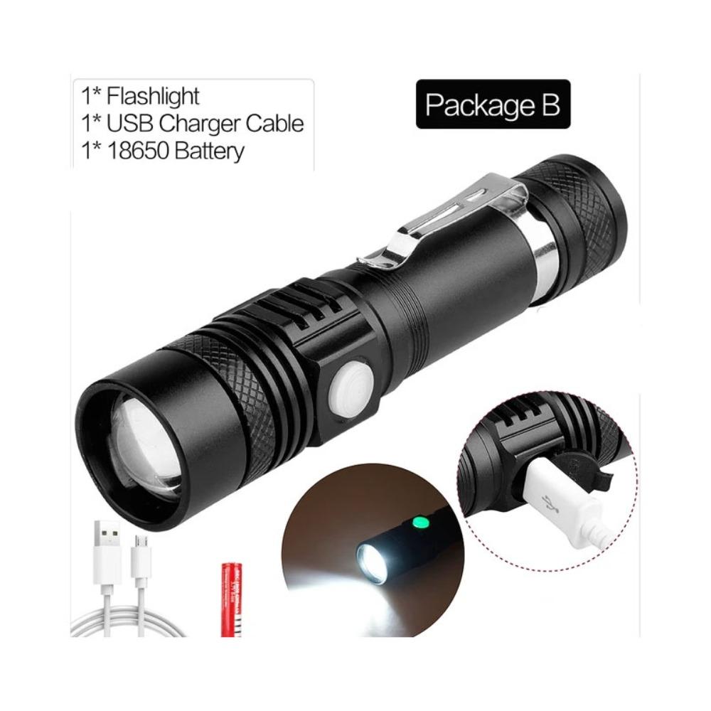 Rechargeable LED Torch USB Charging Bicycle Light Portable Ultra Bright Flashlight