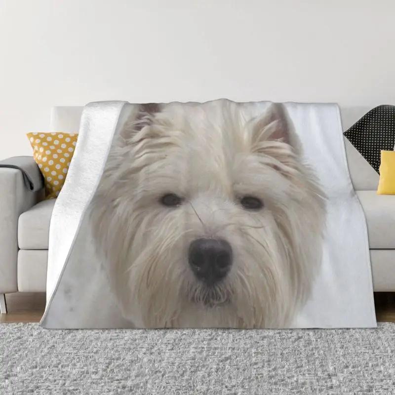 West Highland Terrier Terrier Fleece Blanket Cute Westies Dog Throw Blanket Super Soft Warm Flannel Blanket for Couch Bed Decor