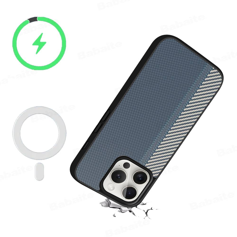 Fiber Texture For IPhone 17 Air 16 E 15 14 13 12 11 Pro Max Plus PC Shock TPU Cover For Magsafe Phone Cover