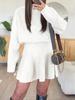 Women's Long Sleeve Colorful Knit Dress with Half High Neck