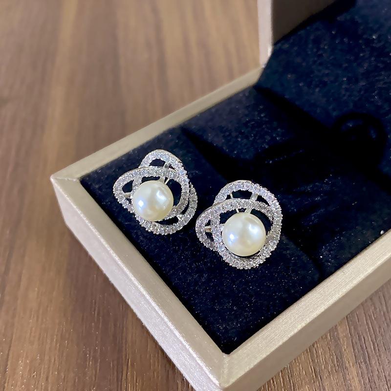 High Quality Women's All-Match Clavicle Chain Camellia Inlaid Pearl Zircon Set Stainless Steel Real Gold Plating Anniversary