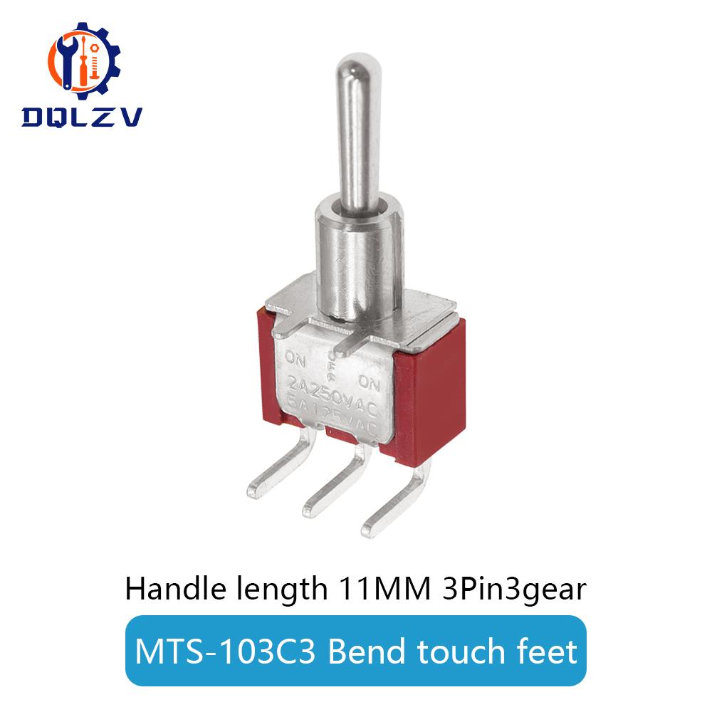 6MM Toggle Switch Bent Switch 2/3/10A 125/250V AC 2nd Gear 3rd Gear Toggle Switch 3/6Pin Side Bend Rocker Switch