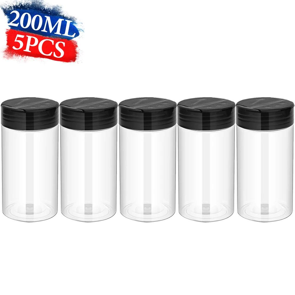 Transparent Seasoning Jars with Shaker Lids Salt Pepper Shaker Bottles Spices Condiment Storage Boxes Powder Storage Container