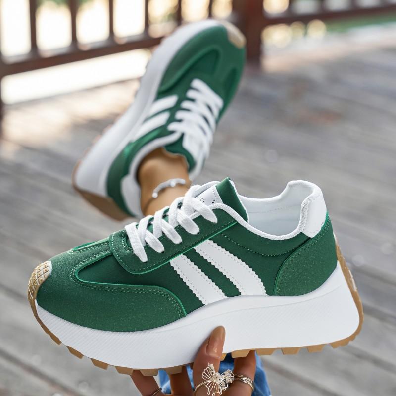 Damen Sommer Netz-Sneaker - Atmungsaktive Schnürschuhe mit dicker Sohle zum Gehen, Runde Zehenpartie, Leichte Sportschuhe
