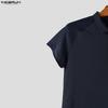 INCERUN T-shirt e Top da Uomo con Scollo a Revers, Manica Corta, Rete Trasparente, Patchwork