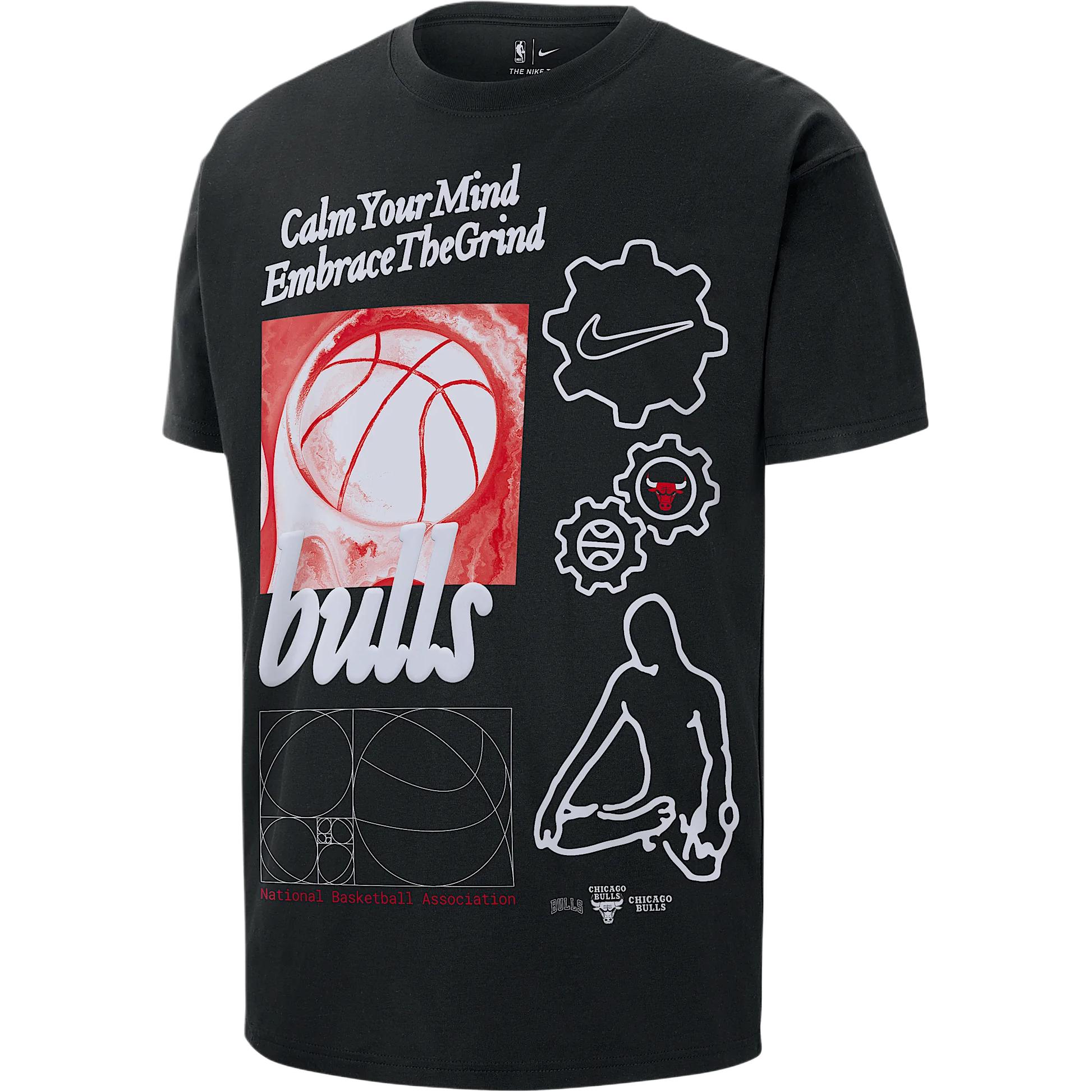 

Nike Printed Round Neck Drop Shoulder Loose T-Shirt Men Tops Black HQ0628-010 S