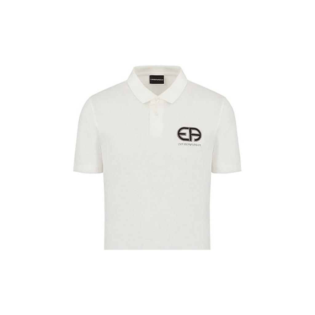 Emporio Armani Geometric Pattern Logo Short Sleeve Polo Shirt Men tops White 3K1FB7-1JUVZ-0101