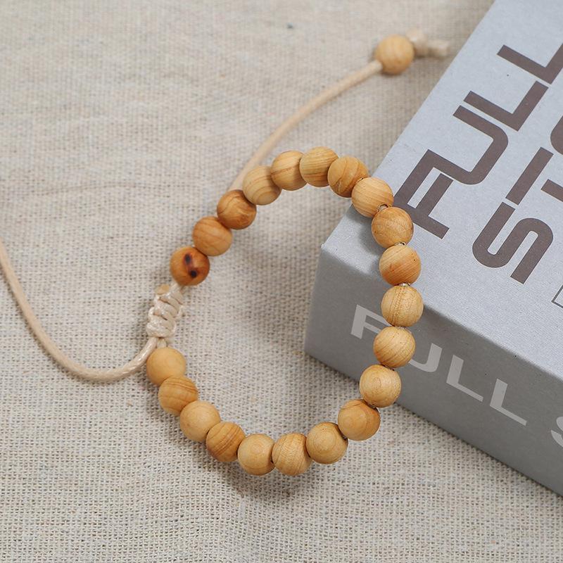 Vintage 8MM Wooden Beads Bracelet for Men Meditation Buddha Charm Bracelets Women Healing Balance Payer Jewelry Adjustable