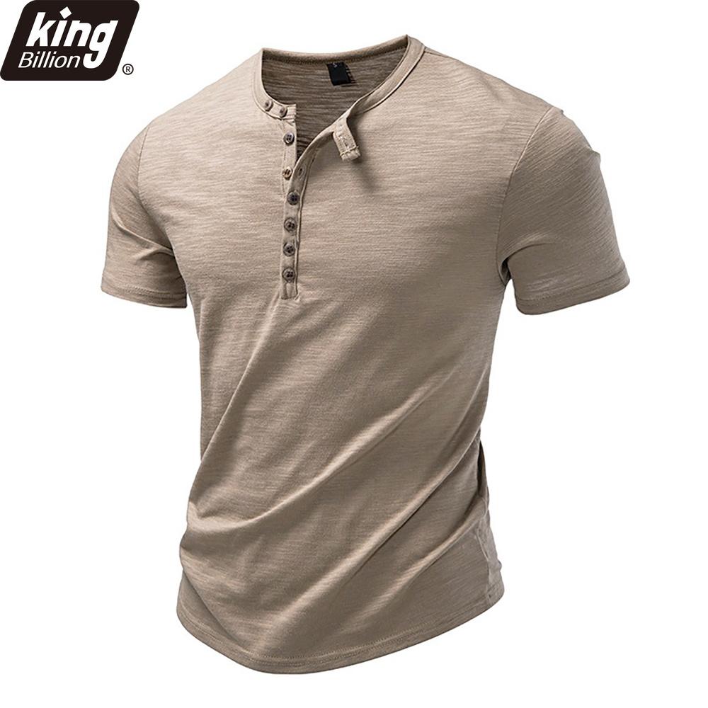 Heren T-shirt met korte mouwen en Henley-kraag, 7 knopen, ronde hals, slim fit, gemêleerd katoen, casual basic top