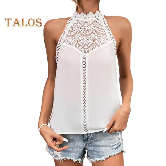 Vestă Femei Gât Halter Culoare Solidă Decorațiune Dantelă Topuri Culoare Solidă Dantelă Ajour Cusături Topuri Casual