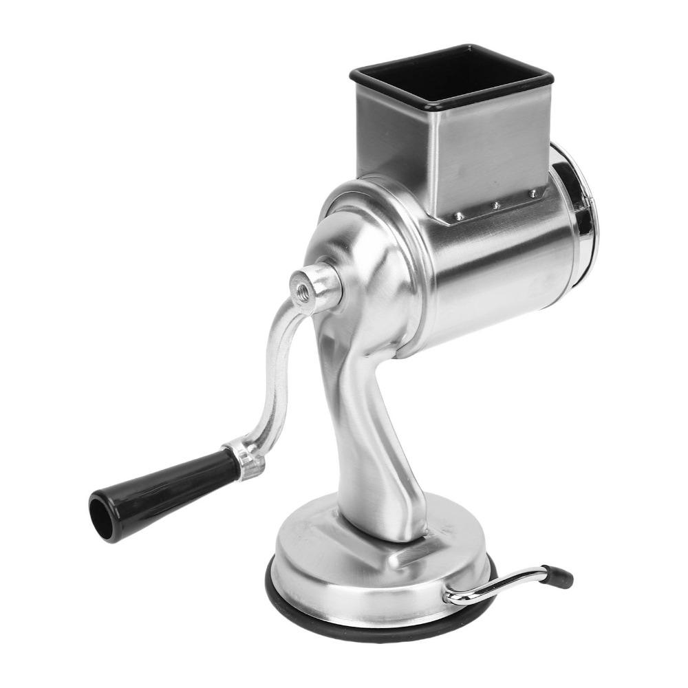 Silver Vegetable Slicer Stainless Steel Cheese Shredder Sturdy Rotary Grater  Potato Carrot Cutting