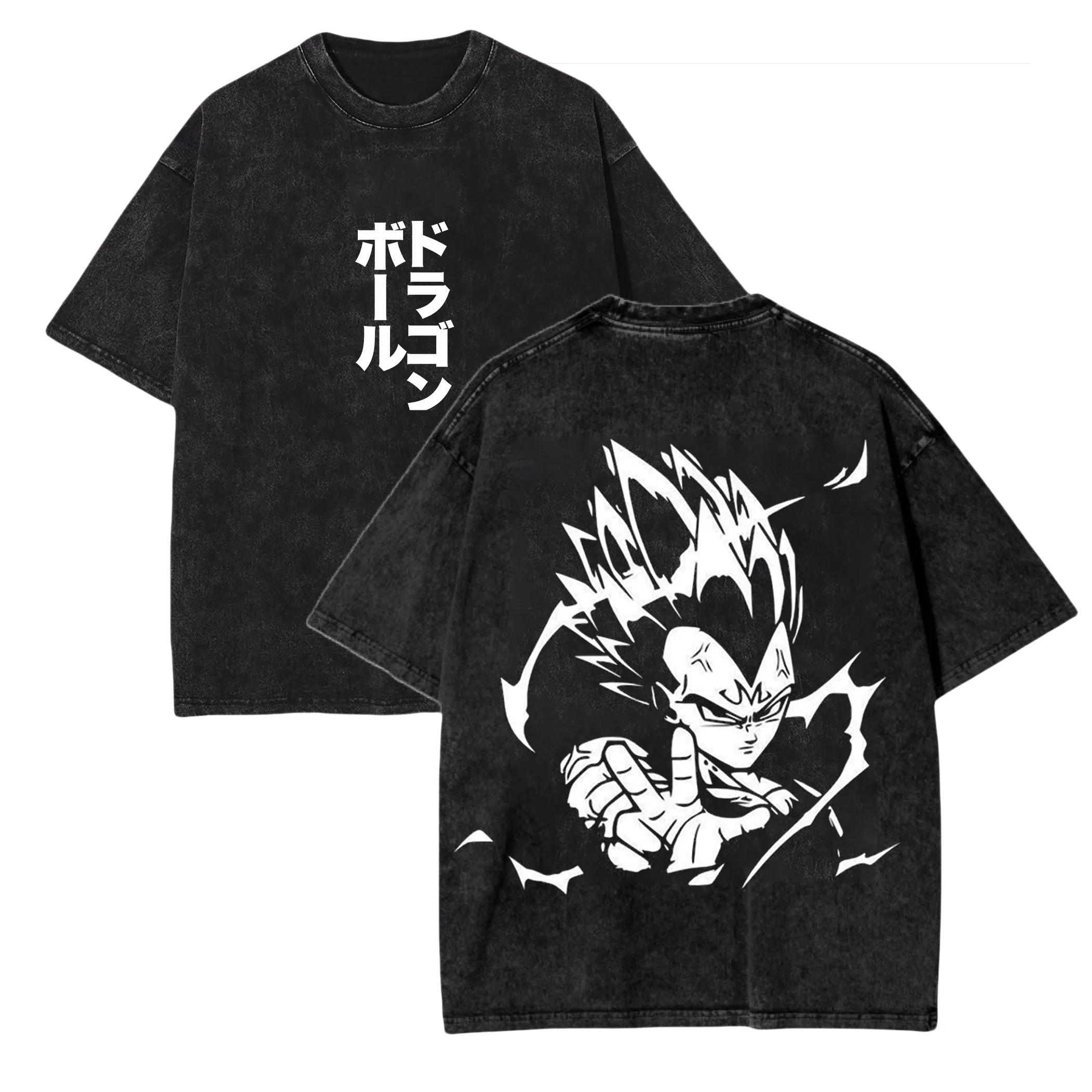 

Hot Sale Dragon Ball Graphic Print T-Shirt with Goku and Gohan Anime Streetwear Y2K Fashion Vintage Washed Cotton Casual Y2k 2026 Summer New Tee L