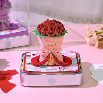 Paper Carving Art Notepad 3D 2026 Calendar Desktop Ornament Bouquet Memo Pad Hand Tear With Display Case For New Year Gift