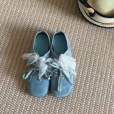 Niche Design Sense Square Head New Ballet Style Soft Sole Single Shoes Bow Women's Shoes