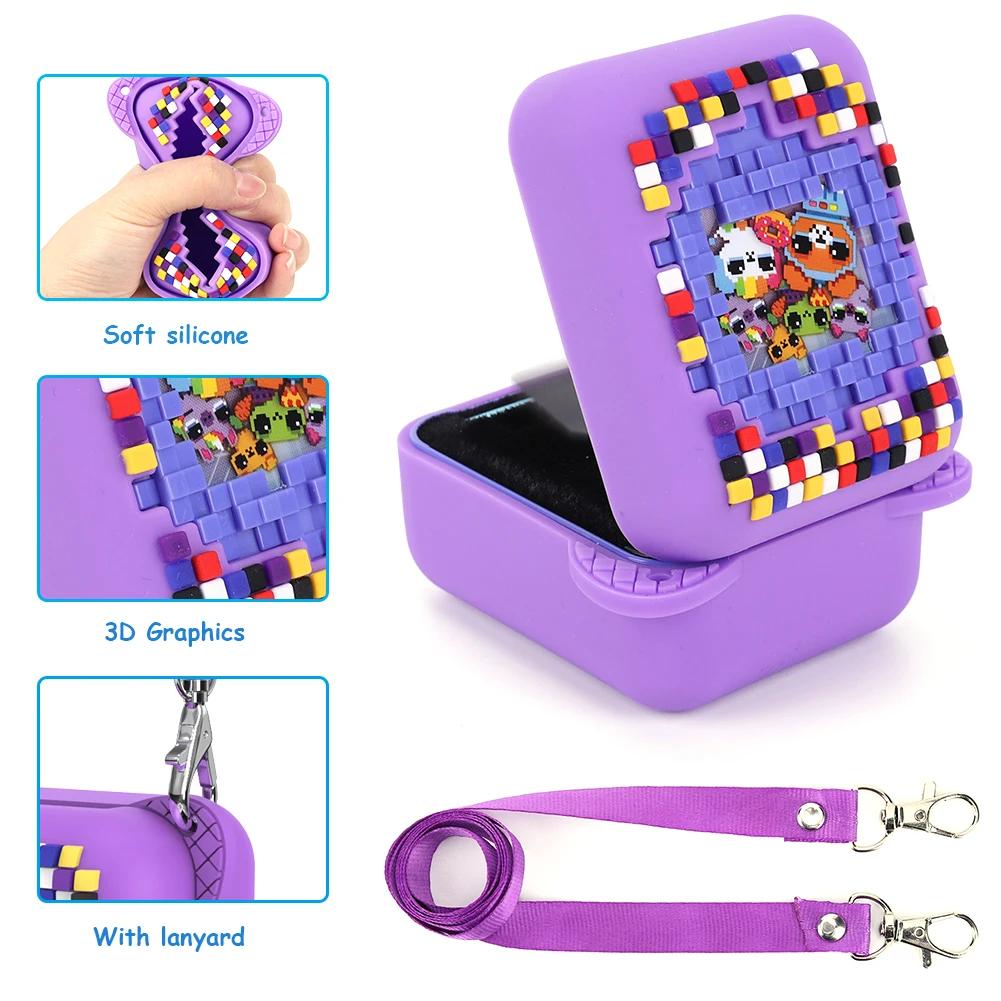 3D Animal Print Silicone Protective Cover With Lanyard for Bitzee Digital Pet Interactive Virtual Toy Portable Carrying Case Bag