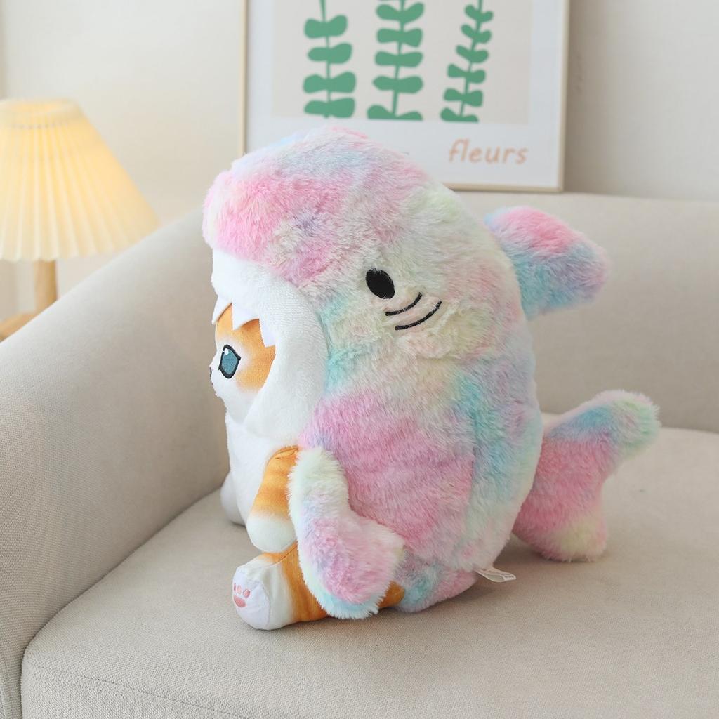 Creative Cartoon Shark Cat Plush Soft Stuffed Animal Doll For Baby Cute Peluche Kids Birthday Christmas Gift