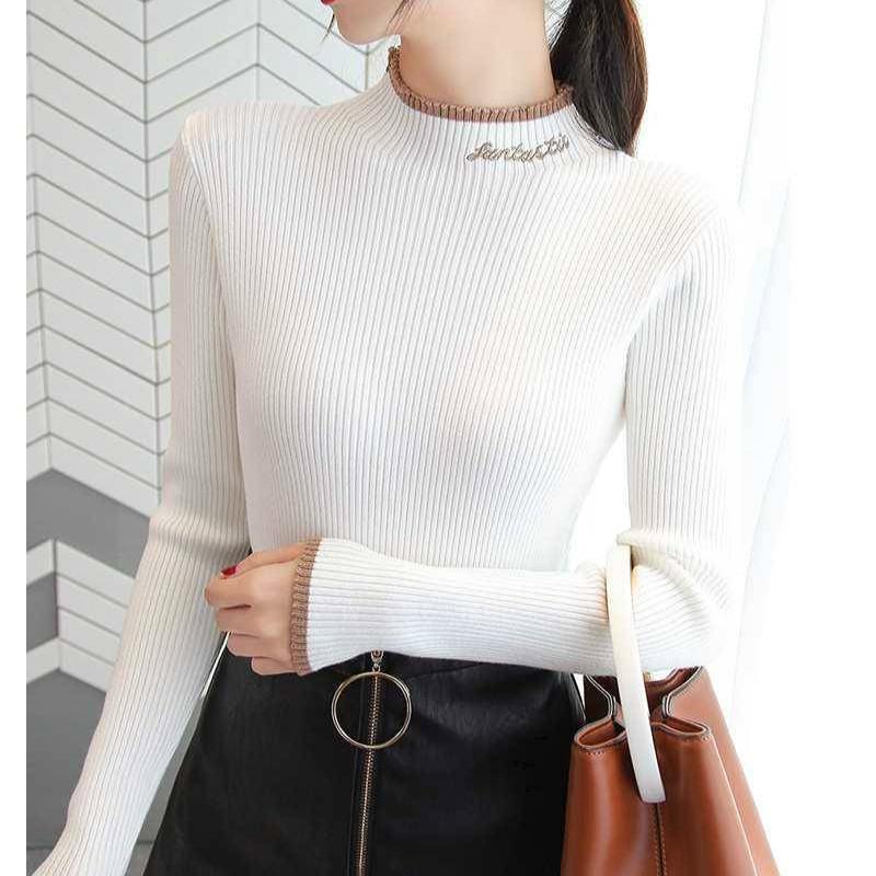 WTEMPO Plus Velvet Autumn Winter Thick Sweater Long-sleeved Bottoming Shirt Knitted Sweater