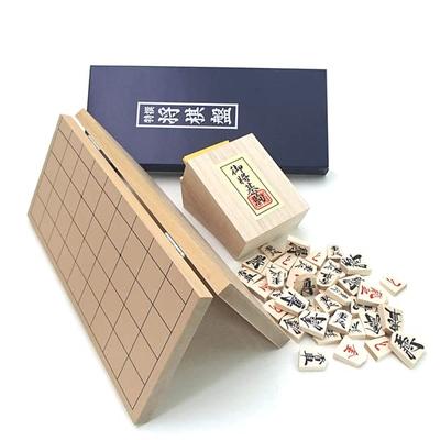 Wooden Shogi Set, Shinkei No. 4 Folding Shogi Board and High-quality Wooden Chess Pieces
