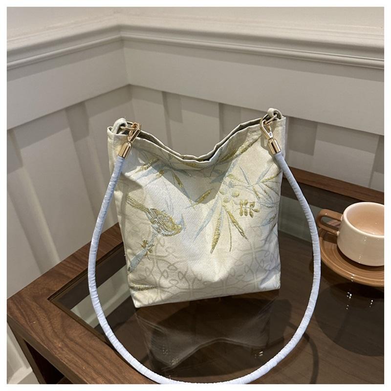 Ancient Style Bamboo Embroidery Bag Women's Silk Texture Shoulder Bag New Chinese Style Casual Cloth Bag