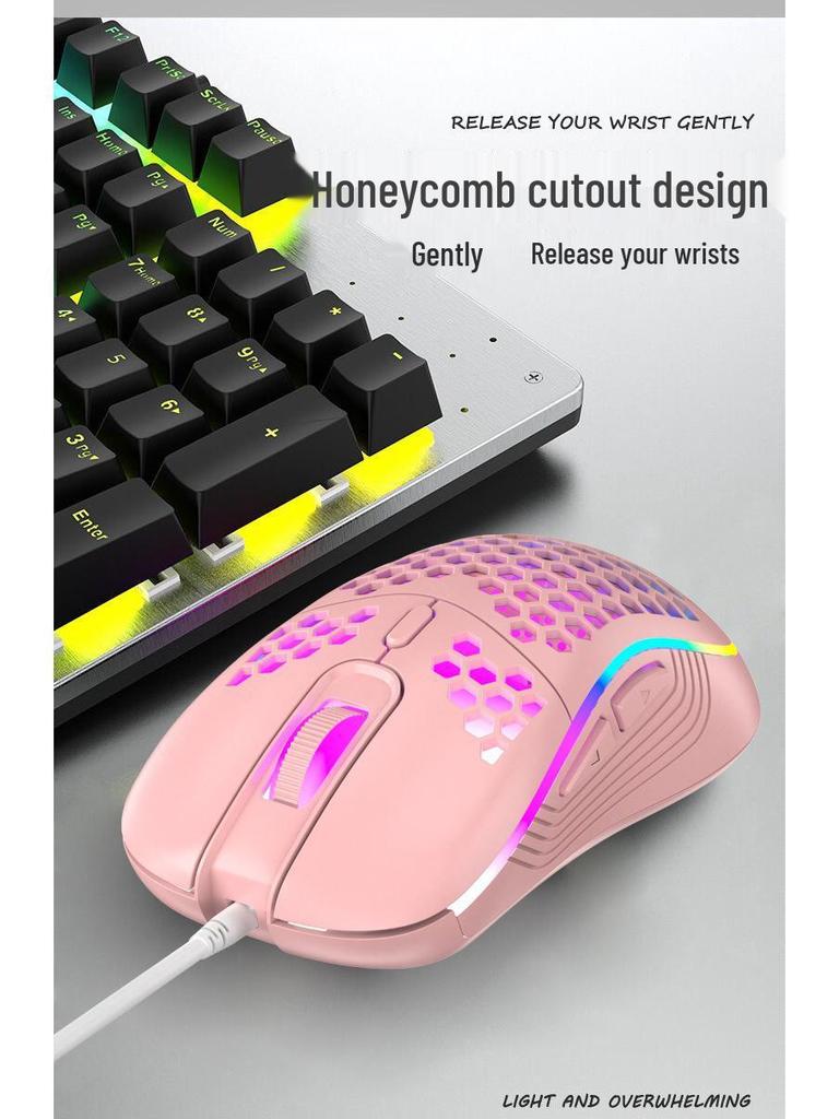 Ergonomic RGB Wired Lightweight Gaming Mouse with Hollow Design