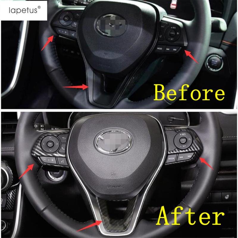 Steering Wheel Button Frame Decoration Cover Trim ABS Carbon Fiber Accessories Interior For TOYOTA RAV4 RAV 4 XA50 - 2024