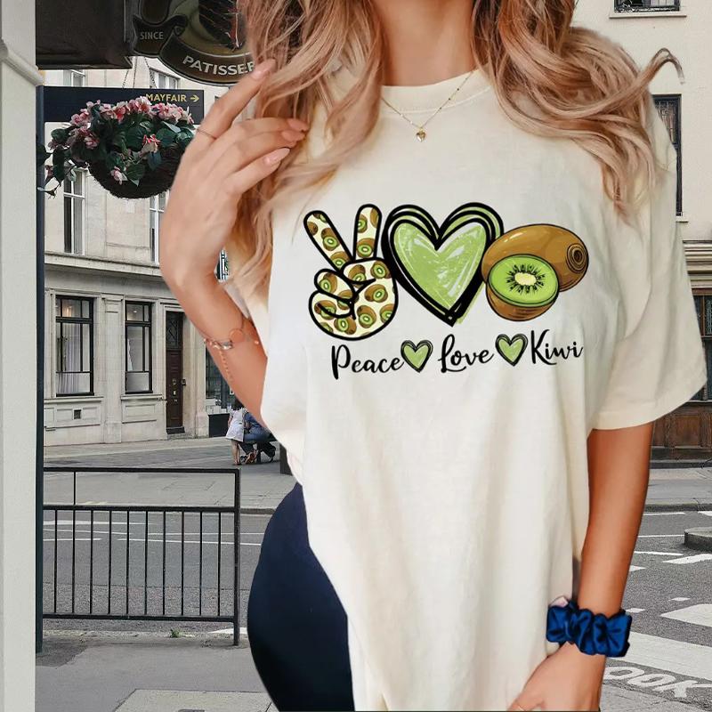 

Модная женская футболка с принтом «пальцы киви», забавная повседневная футболка с круглым вырезом и короткими рукавами, летняя женская футболка 8XL бежевый