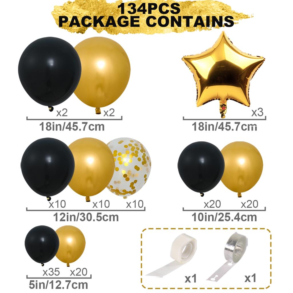 Black Gold Balloons Garland Arch Kit Confetti Latex Balloons Graduation Decor Anniversary Birthday Party Decor Kids Baby Shower