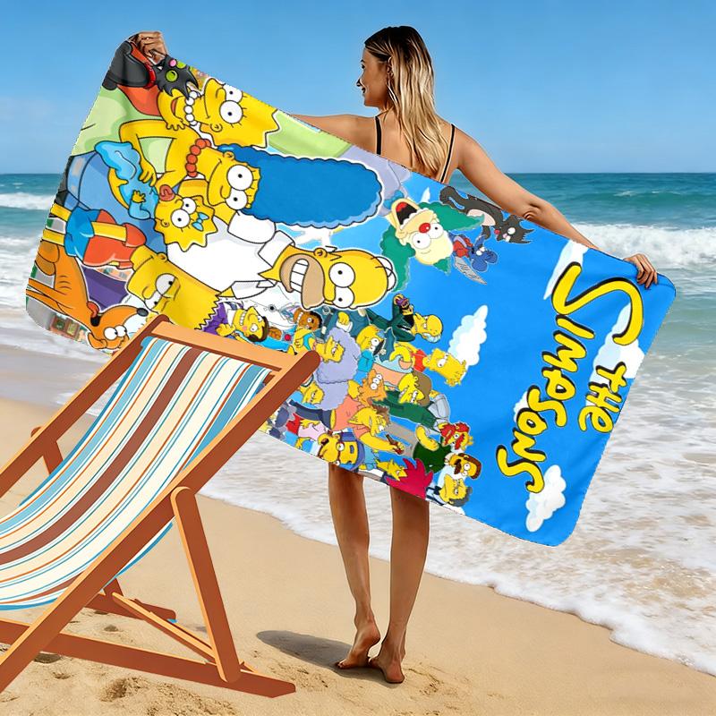 The Simpsons Print Beach Towel, Large Soft Quick Dry Towel for Beach Camping Swimming