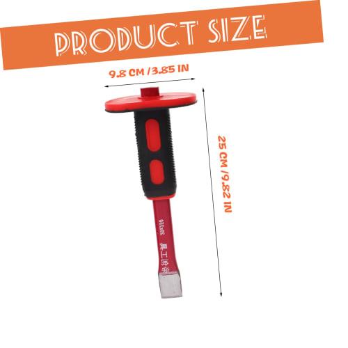 SOLUSTRE Wide Guarded Flat Chisel with Tungsten Half-Circle Lock and Handguard for Carving Rock, Concrete, and Brick, Heavy-Duty, Chrome Vanadium Stee