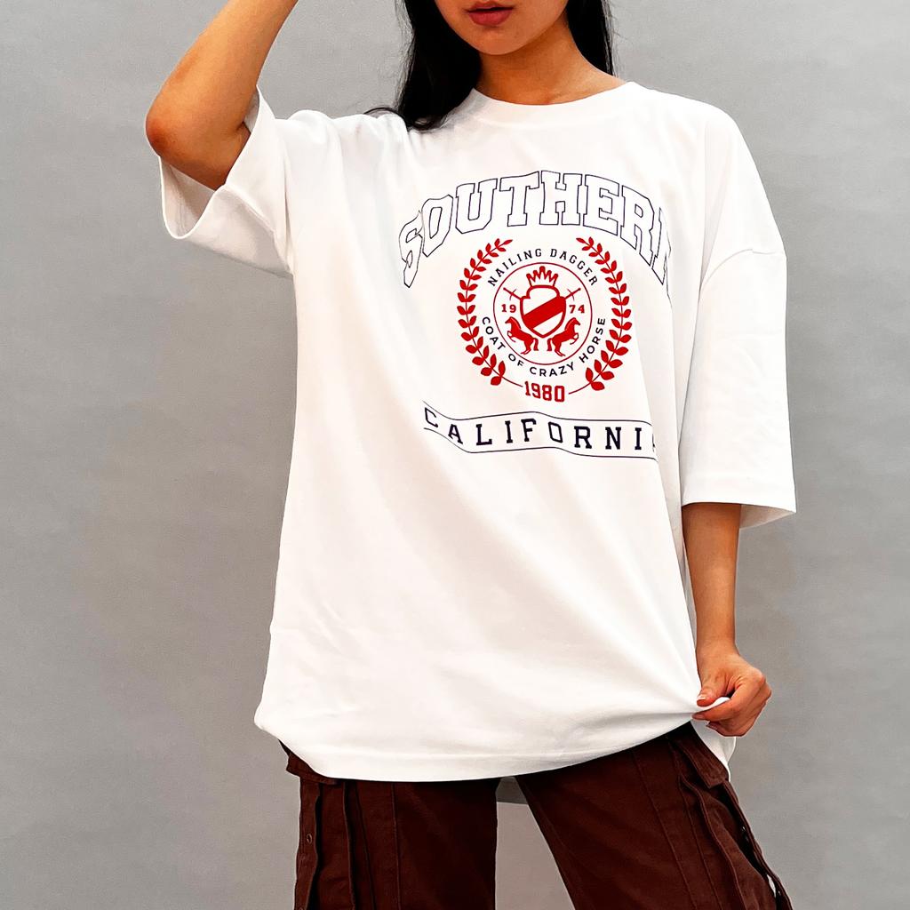 Seutailligseu Southern California Pure Cotton Oversized Short Sleeve T-Shirt 4 Colors