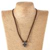 Cowhides Braided Necklace With Crucifix Pendant Adjustable Length Clavicle Chain Accessory Suitable For Men And Women
