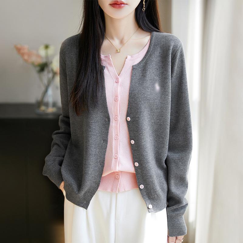 Soft, Chewy Milky Knit Cardigan for Women - New Spring/Autumn Style, Long-Sleeved, Gentle Yellow, Faux Two-Piece Sweater Top