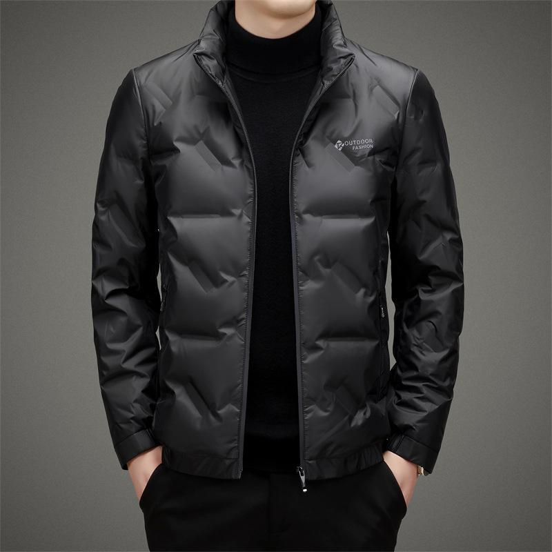 Light and Thin Down Jacket for Middle-aged Men, Casual Short Duck Down Winter New Style Men's Warm Stand-up Collar Fashionable Down Jacket