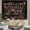 Magic Bookshelf Tapestry Wall Hanging Vintage Library Wall HangingTapestry,Old Books On Shelf Classical Study Room Student Study