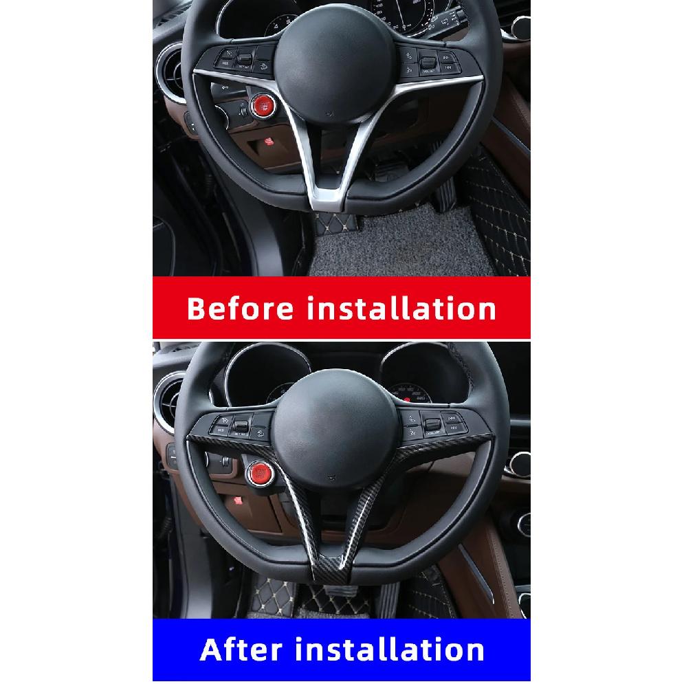 Pour 17-19 Alfa Romeo Giulia/Stelvio volant cadre en V Boîte de démarrage une touche Autocollant de décoration bouton de volant ABS