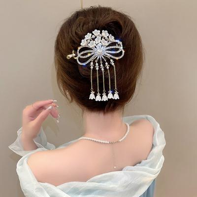 Neue Retro Glockenblume Haarspange Damen Schleife Quaste Haarklammer Mädchen Elegant Kristall Pferdeschwanz Schnalle Haaraccessoires