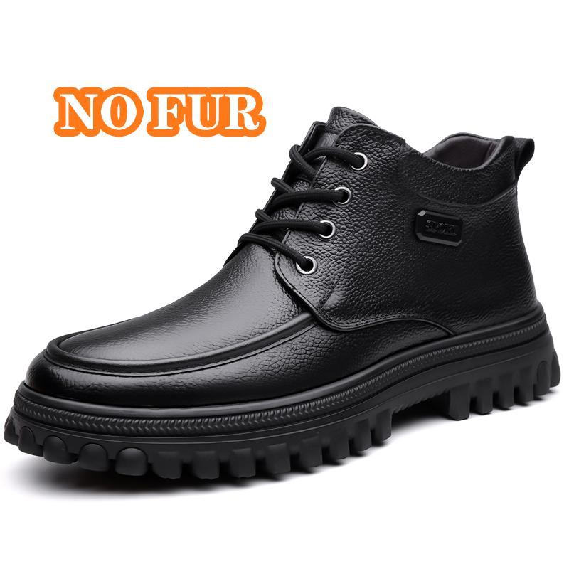 Fashion Pu Leather Casual Shoes Leisure Walk Men's Ankle Boots Stylish Brand Male Driving Shoes Warm Winter Botas Business Dress Boots