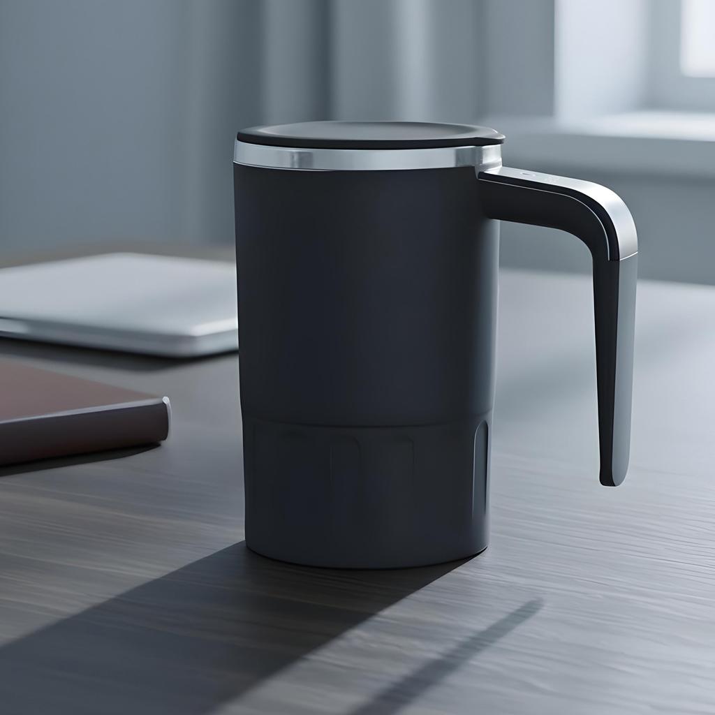 Stirring Mug 380ml Stainless Steel Temp Display Self Stirring Mug With Lid For Tea Cocoa Protein Powder Drink Camping Party