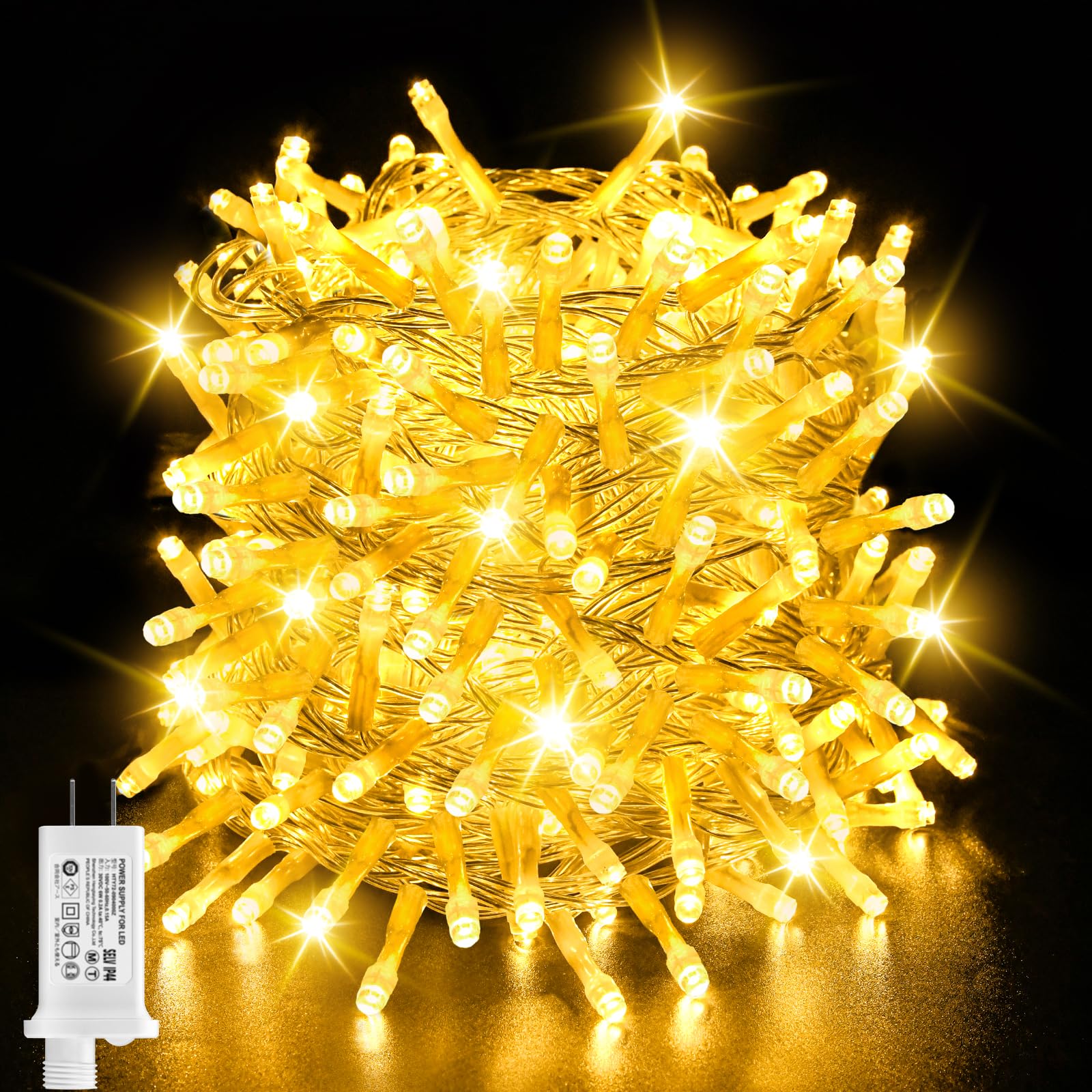 

cshare Светодиодная гирлянда, 30 м, 500 светодиодов, для улицы, водонепроницаемая, 8 режимов освещения, функция памяти, функция таймера, возможность многократного соединения, проводная