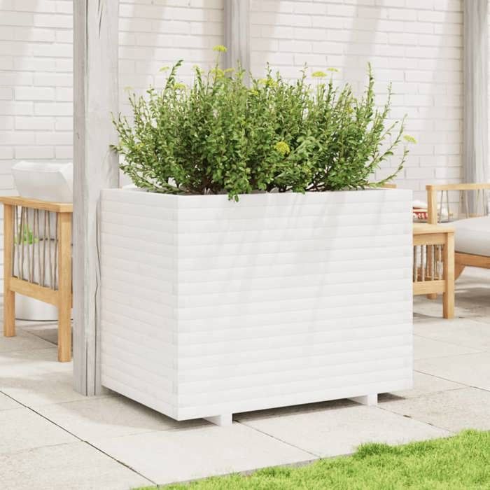 VidaXL Planter White 90x60x72 Cm Solid Pine Wood, Outdoor Planter, Flower Box, Tomato Planter, Planter of 3282645