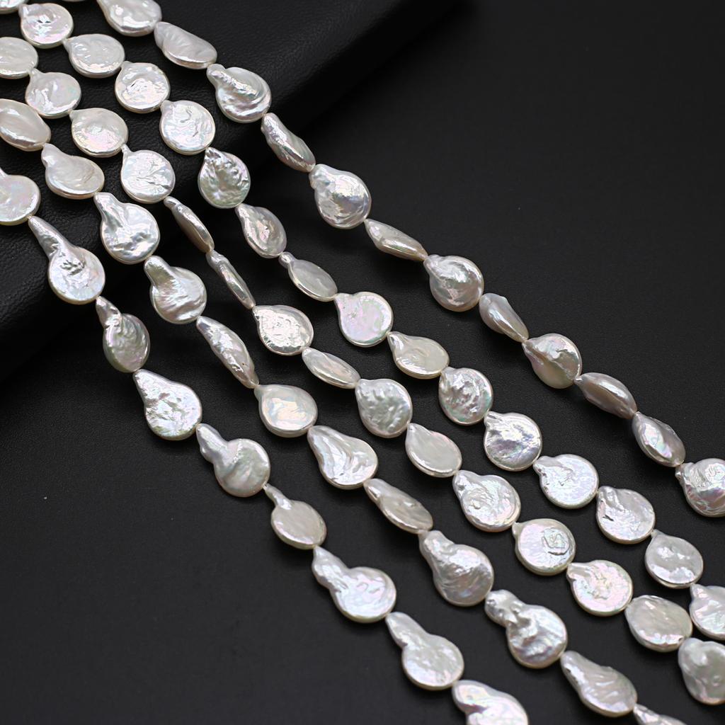 1String, White Natural Freshwater Pearls 11-13mm, Handmade Teardrop-shaped Pearl Beads for Jewelry Making DIY Crafts, Needlework 36cm