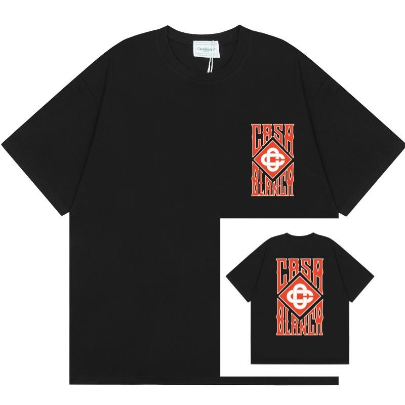 Grenzüberschreitend auf Lager exklusiv Casablanca Doppelgaze reine Baumwolle Unisex T-Shirt Hip-Hop lässig Kurzarm locker Rundhals