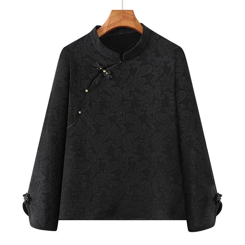 Women's Long Sleeve Chinese Style Velvet Top for Spring/Autumn