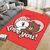 Brown & Cony Love Square Area Rug, Non-Slip Floor Mat for Bedroom, Perfect Gift for LINE FRIENDS Fans
