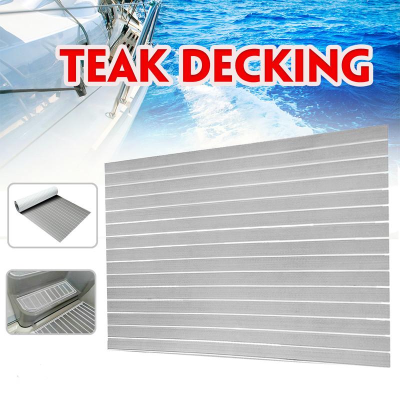 

EVA Foam Marine Flooring Teak Boat Decking Sheet Yacht Flooring Mat Deck Carpet Gray White 2400x450mm