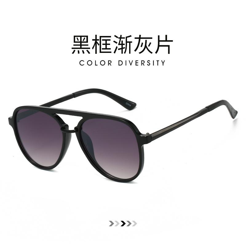 

European and American new double-beam pilot sunglasses men s driving sunscreen advanced sense large-frame retro glasses