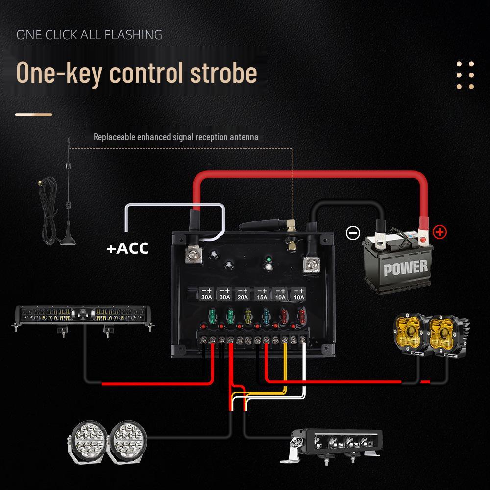 Tank 300 Off-Road Mod: A-Pillar Grab Handle with High-Power LED Spotlight, Wireless Strobe, and Remote Control.