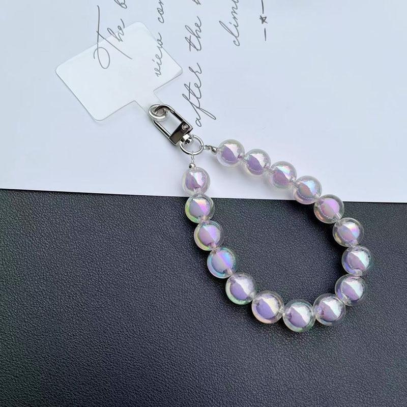 Luxury Plating Beaded Bracelet Phone Chain Acrylic Pendant For iPhone 11 13 Pro Max Woman Gold Anti-Lost Chain Hanging Jewelry