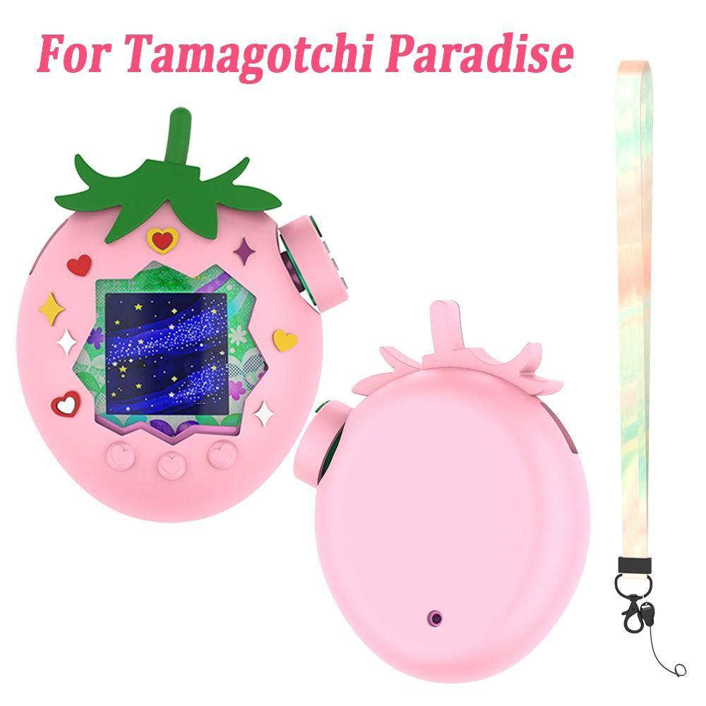 Silikonové ochranné pouzdro Kreslená jahoda Proti poškrábání Skin Cover Pouzdro s šňůrkou Nárazuvzdorné pro Tamagotchi Paradise